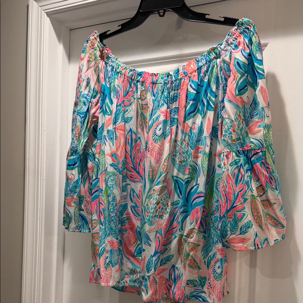 Lilly Pulitzer Colorful Off-Shoulder Blouse